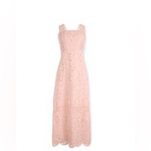 J. Crew Collection Black Label Austrian Eyelet Maxi Dress Pale Pink (D10) - Picture 2 of 7